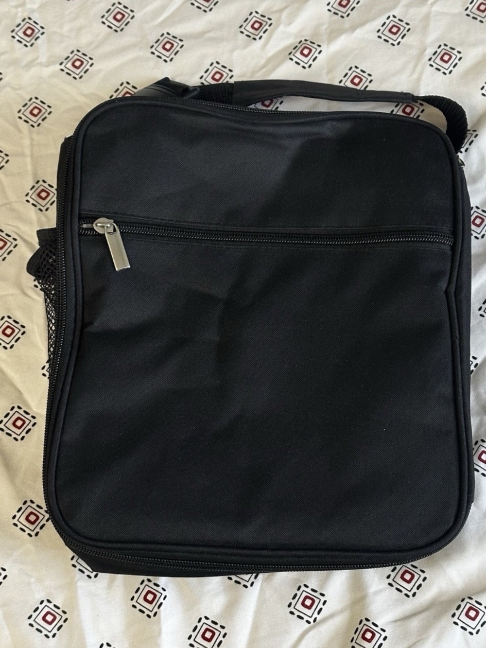 Black Insulated Lunch Bag box Bottle Holder work school travel zipper pocket